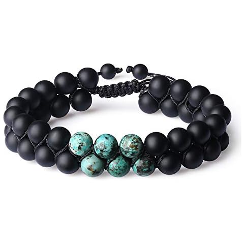 COAI Pulsera Doble Capa Ónice y Turquesa Africana Cover