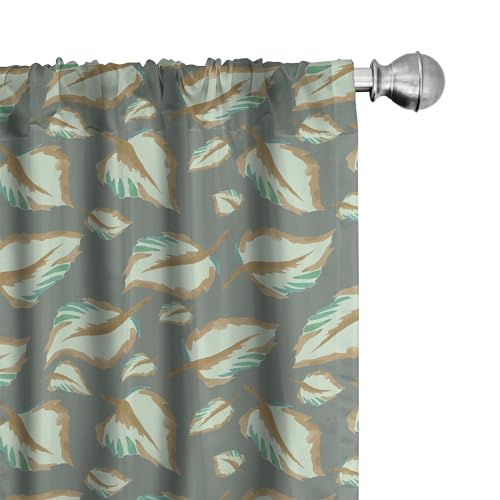 Ambesonne Leaves Curtains, Rhythmic Design of Watercolor Art Style Inspired
