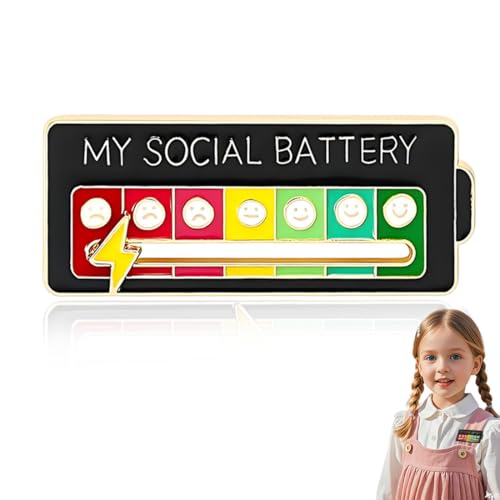JUGUTA 1 Pines De Batería Social, Deslizador De Batería Social, Pin De Batería Social, Pin De Batería Social, Pin De Batería Social, Pin De Esmalte Emocional Divertido Para 7 Días Semanales