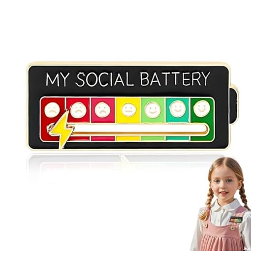 JUGUTA 1 Pines De Batería Social, Deslizador De Batería Social, Pin De Batería Social, Pin De Batería Social, Pin De Batería Social, Pin De Esmalte Emocional Divertido Para 7 Días Semanales