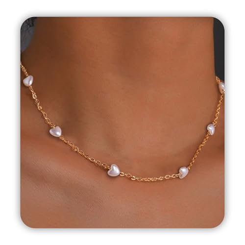 Image of SmileBelle Pearl Necklaces for Women, 18K Gold Choker