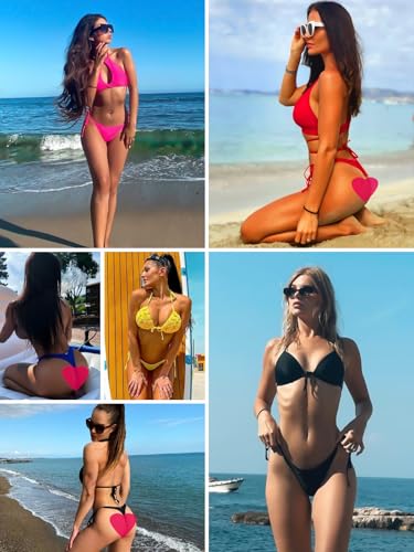 RELLECIGA Calcinha de biquíni tanga com laço lateral, Amarelo, XG