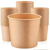 Hoolerry 50 Pcs 85 oz Paper Bucket Cardboard Food Bucket Bulk Disposable Food Container for Birthday Party, Wedding, Baby Shower, Event Gather Party Supplies (Kraft Paper,Kraft Color)
