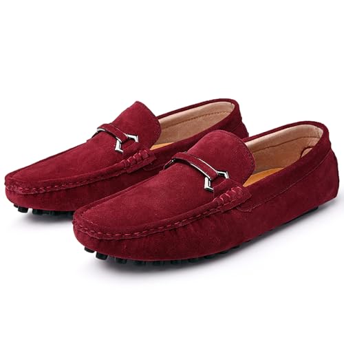 FLIOZY Men's Suede Slip-On Loafers with Metal Buckle | Round Toe Casual Shoes | Microfiber Lining & Comfort Driving Design3