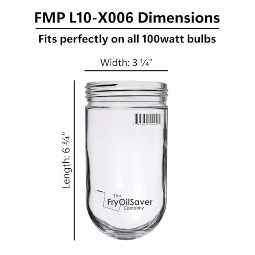 Glass Globe Replacement for Light Fixture (1 Pack) – Covers Bulbs in Kitchen Hoods, Walk-In Refrigerators, Ceiling & Outdoor Lights – Replacement Globes for Light Fixture - L10-X006 by FryOilSaver Co. by THE FRYOILSAVER COMPANY - Image 2