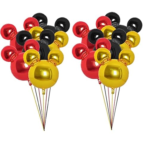 12 Pieces Mickey Party Balloons, 24” Red Black Gold Mouse Foil Balloons for Gender Reveal Baby Shower Wedding Kids Theme Birthday Party Decoration Supplies Cover