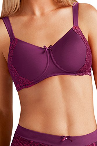 Amoena Women's Lily Padded Molded Foam Cup Wire Free Bra Bra, Dark Lilac/Burgundy, 42D