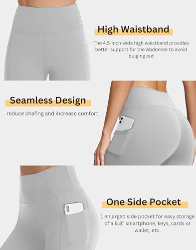 Image of Women's Polyester Stretchable Gym Shorts with Side Pockets High Waist Slim Fit Above Knee Length Activewear Tights Gym Fitness Cycling Running Yoga Shorts for Women