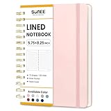 SUNEE Journaling Notebooks, A5 Lined Spiral Notebook for Women, 146 Pages College Ruled Hardcover Notebook for Work, Note Taking, Journaling and Office School Supplies, A5 - Pink