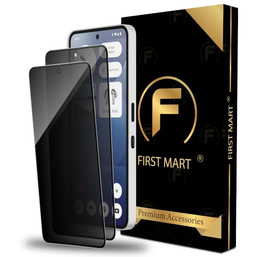 Image of FIRST MART Privacy Tempered Glass for Nothing Phone 3A & Nothing 3A Pro, 2 Pack | Anti-Spy 9H Screen Protector, Edge-to-Edge, Case-Friendly, Scratch Resistant, Bubble-Free