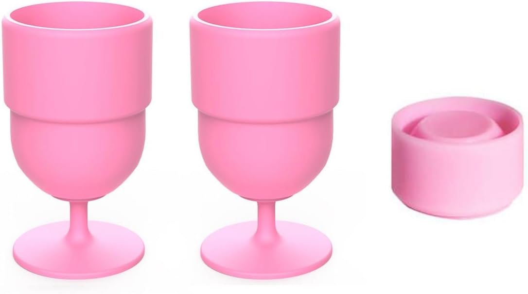 Newchsi 2 Pack Portable Collapsible Silicone Wine Glasses