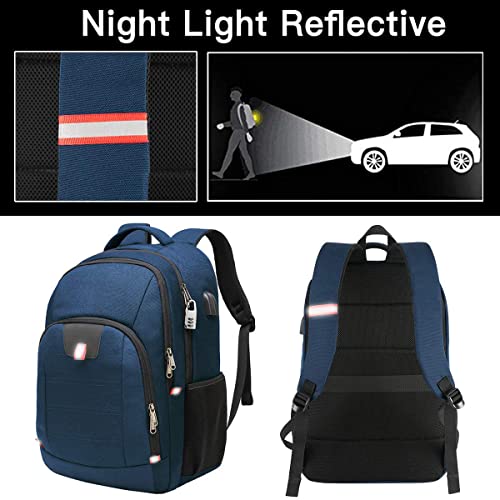 Della Gao Travel Laptop Backpack,Extra Large Anti Theft Backpack For Men And Women With Usb Charging Port,Water Resistant Big Business Computer Backpack Bag Fit 17 Inch Laptop And Notebook,Blue #TOP3