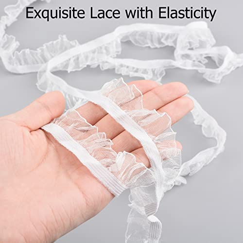 Urroma Lace Ruffle Trim Ribbon, 22 Yards Satin Organza Lace Ribbon Lace Fabric Trim By The Yard For Dress Clothes Shoes Bridal Wedding Party Embellishment Decoration #TOP2