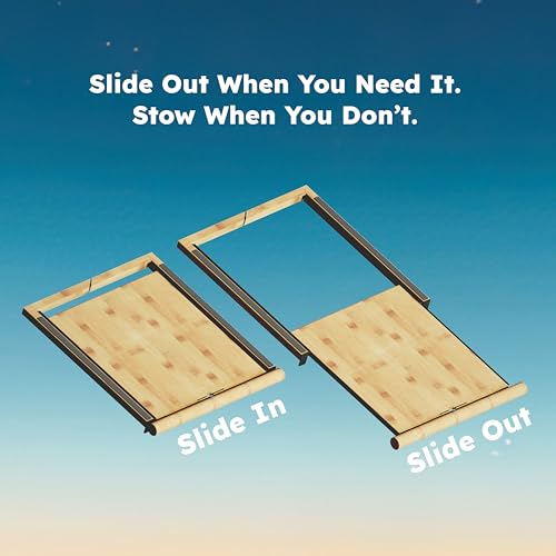 Whole Nights Retractable Bamboo Bedside Shelf – Stowy, The Bedside Organizer for Box Springs, Flat Base and Platform Beds – Bedside Caddy and CPAP Nightstand Solution