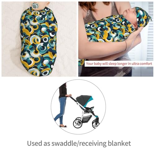 Image of Vibrant Turquoise Newborn Swaddle Blankets Hat Sets Soft Baby Receiving Blanket Swaddle Sack for Baby Shower Infant Boy Girl Gift