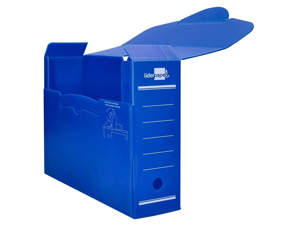 Liderpapel - Caja archivo definitivo plastico azul tamaño 36x26x10 cm (5 unidades)