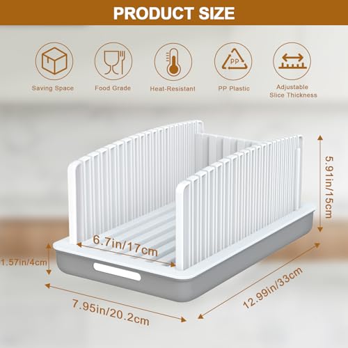 Image of Kiss Core Adjustable Width and Thickness Bread Slicer for Homemade Bread | Bread Slicer Guide Foldable and Compact Cutting Guide with Crumb Tray Suitability for Homemade Bread Bagels Cakes