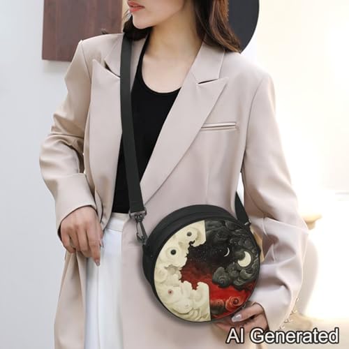 Image of Women Novelty Round Clock Shape Zippered Clock Purses for Women Tote Handbag Shoulder Bag, Gift for Mom Girlfriend