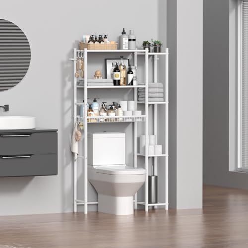 Hodonas Over The Toilet Storage Organizer - 7 Tiers Space Saving Bathroom Shelves, Adjustable Above Toilet Shelf Rack, Metal Organizer Shelf Over Toilet for Bathroom Storage and Organization, White by Hodonas - Image 6