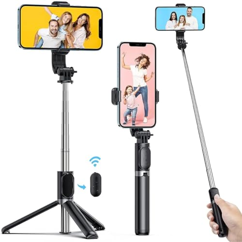 Image of Gadgets World Selfie Stick R1-L (Large) with Wireless Remote and Tripod Stand, Portable, Lightweight, Compatible with All Mobiles (Multicolor)