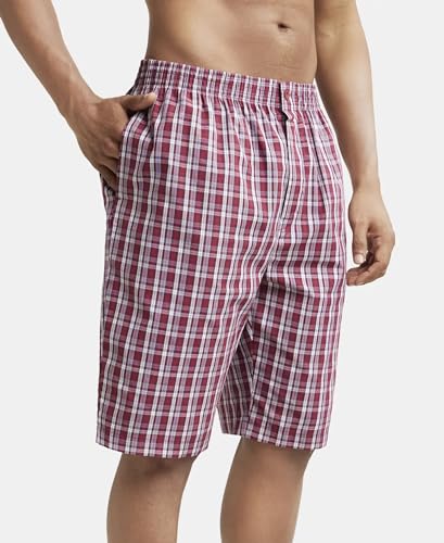 Image of Jockey 9005 Men's Super Combed Mercerized Cotton Woven Fabric Regular Fit Printed Bermuda with Side Pockets