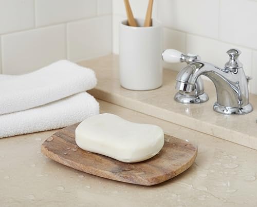 Image of KLEO Natural Stone Soap Dish Made of Natural Water Absorbent Rainbow Stone - Unique soap Dish.