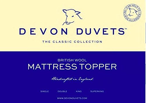 Devon Duvets EU - British Handcrafted Natural Woollen (Wool) Mattress Topper - European Super King Wide (200 x 200cm)