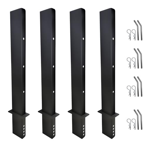 LAJIAOZ Heavy Duty 30 Adjustable C Channel Pipe Stake for Flatbed Trailer Hauler D Ring Trailer Stake Pocket Gooseneck Trailer Side Rail Adjustable Pipe Stake for Securing Tall Loads(4P)