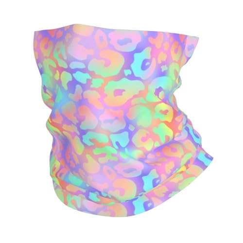 Neck Gaiters For Men Women - Trendy Leopard Rainbow Bright Print Breathable Head Scarf, Balaclava Face Mask Cover, Neck Scarf Bandana