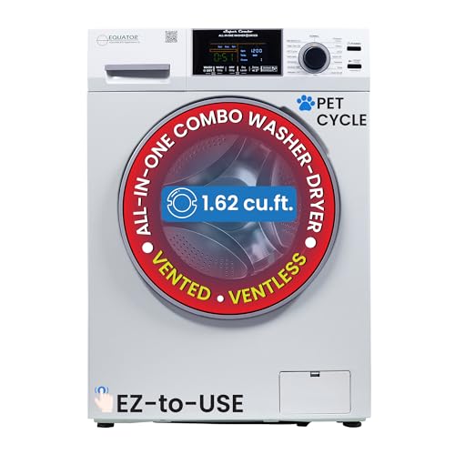Equator 24' Original 110V CONVERTIBLE Compact Combo Washer Dryer 1.6 cu.ft./15 lbs for Apartment, Condo, RV, Tiny Home & Small Spaces, 1400 rpm PET cycle in White