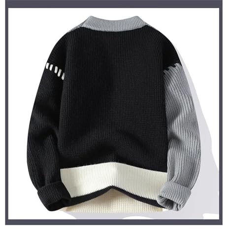 Men's Warm Striped Sweater Loose Fit Casual Winter Pullover Crewneck Knit Sweater3