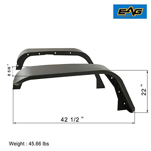 Eag Jk Front Fender Flares Mud Guards 2Pcs Fit For 07-18 Wrangler Jk Edge Steel Style #TOP4