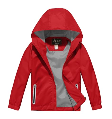 Image of Boys Girls Rain Jackets Lightweight Waterproof Hooded Raincoat Lined Windbreakers for Kids