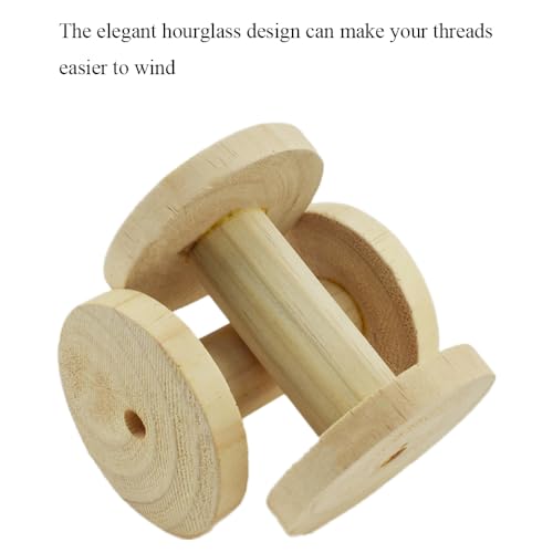 HAHIYO 4Inch/10cm 2PCs Natural Wood Unfinished Wooden Empty Thread Spool Smooth Wire Weaving Bobbin Textile Bobbin Rotatable Spool for Crafts DIY Art Education by HAHIYO - Used condition - Image 4