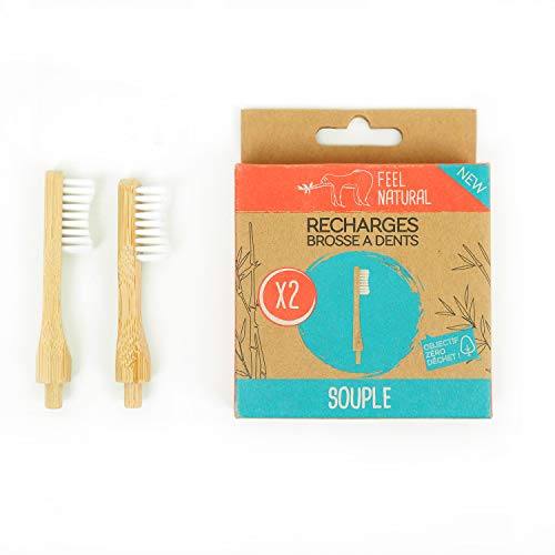 Lot de 2 recharges brosse à dents en bambou Feel Natural - Souple Cover
