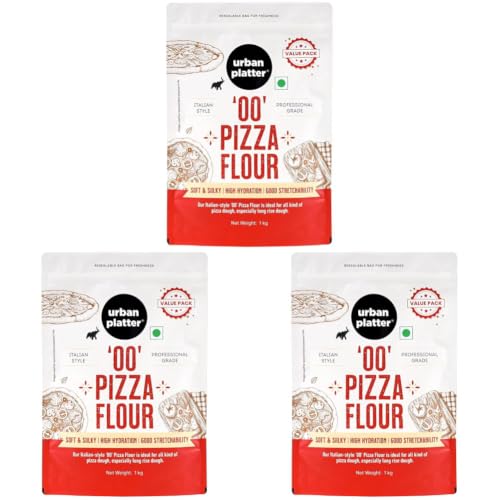 Image of Urban Platter '00' Pizza Flour, 1kg (Superfine Durum Wheat for Soft & Stretchy Dough | Professional-Grade | Maida-Free | Perfect for Homemade Pizza) (Pack of 3)