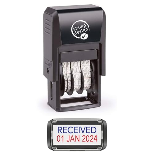 Self Inking Changeable Date Stamp - Received Date Stamp in Blue and Red Ink