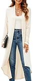 Newchoice Light Weight Cardigan Women Fall Winter Clothing Long Sleeve Kimono Maxi Long Cardigans Duster with Pockets(Beige,XL)