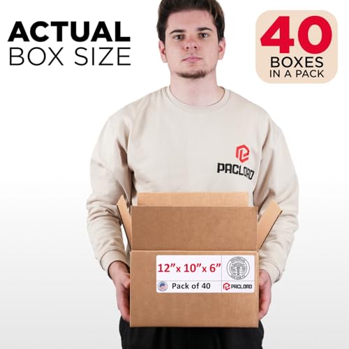 Image of Medium Cardboard Boxes 12 inchL x 10 inchW x 6 inchH (Pack of 40) - USA-Made Packing Boxes for Moving, Shipping, or Storage - USPS, UPS, FedEx Approved - Professional Packing Supplies for Moving | USA-Made Packing Boxes for Moving, Shipping, or Storage - USPS, UPS, FedEx Approved - Professional Packing Supplies