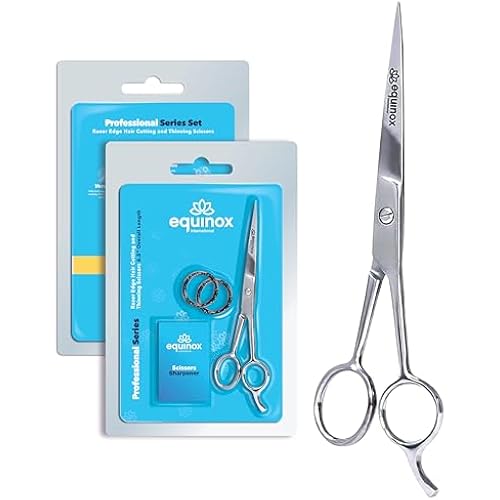 Equinox International, Professional Hair Scissors, Hair Cutting Scissors Professional, 6.5” Overall Length, Barber Scissors For Men & Women, Premium Shears For Salon & Home Use (Ice Tempered, Silver)