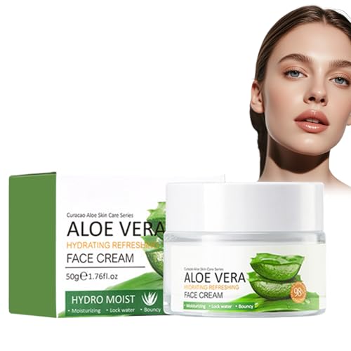 Eazerom 25 Crema Facial de Aloe Vera,50g Crema Hidratante Refrescante de Aloe Vera Puro, serum Facial en Gel de AloeVera, Anti-Arrugas y Nutritiva, Loción Hidratante Suavizante