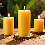 3 Pack Natural Beeswax Pillar Candles,Long Burning Unscented Pure Beeswax Candles Set,Smokeless Dripless Organic Pillar Candles Bulk for Home Decor,Prayer,Emergency,2x2in,2x3in,2x4in