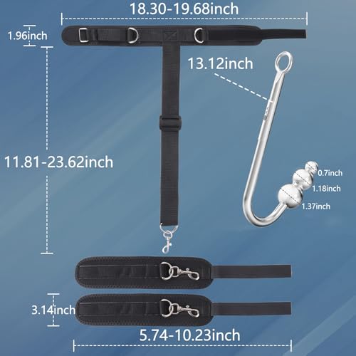 Image of Vibrating Anal Hook BDSM Sex Bondage - Neck to Wrist Restraints Kit, Sex Toys for Couple Adjustable Behind Back Handcuffs Bondage Restraints Set, Bed SM Adult Sex Game Play, Sex Toys for Beginner