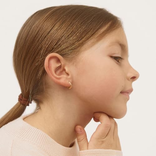 14k Yellow Gold Classic 9mm Polished Endless Hoop Earrings For Babies, Toddlers & Little Girls - Classic Hoop For Young Girls and Preteens2