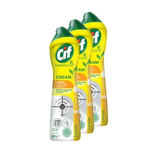 CIF Cream Multi-Surface Lemon Cleaner With Natural Micro Crystals Pack Set 660g x 3s