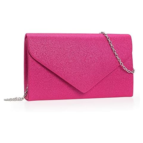 IXEBELLA Women PU Clutch Glittering Evening Bag Formal Handbag Wedding Cocktail Prom Party Purse (Hot Pink) Cover