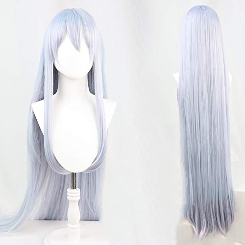 osseoca Long Silver Gray Cosplay Synthetic Hair with Long Bangs Natural Anime Halloween Carnival Party COS Ombre Wigs