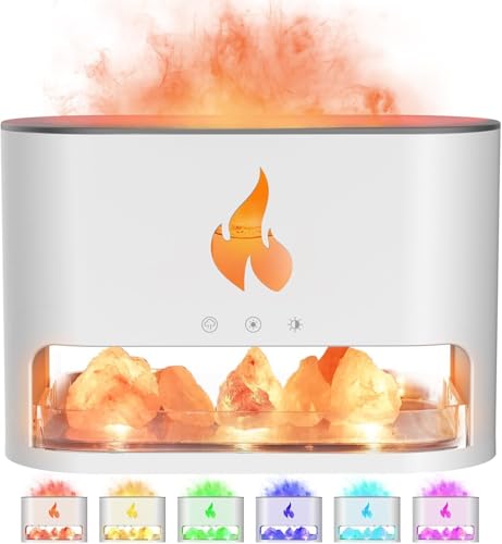 Image of KIMEE Flame Aroma Diffuser & Ultrasonic Humidifier - 250ml Cool Mist Fragrance Machine with 7 Color LED Night Light, Realistic Fire Effect, Timer & Auto-Off for Home, Office & Bedroom