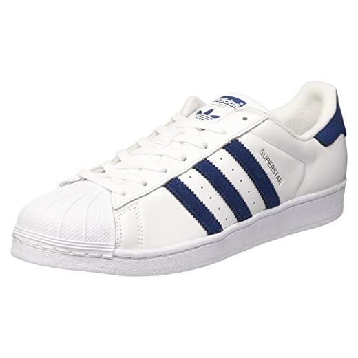 adidas Superstar träningsskor för män, Vita skor vit college marinblå collegiate marinblå, 44 EU