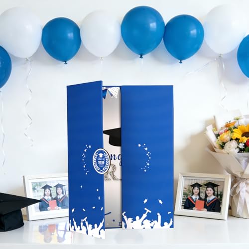 Image of Graduation Guest Book -Blue and Silver Graduation Decorations 2026 - Graduation Signature Book - Congrats Grad Graduation Party Decorations Favor Supplies -Class of 2026 Guest Book to Sign